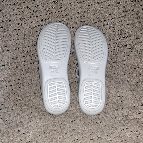 CROCS-Monterey Grey DUAL COMFORT Strappy Wedge Sandals/Slides-Size 10-NWOB - Picture 8 of 8